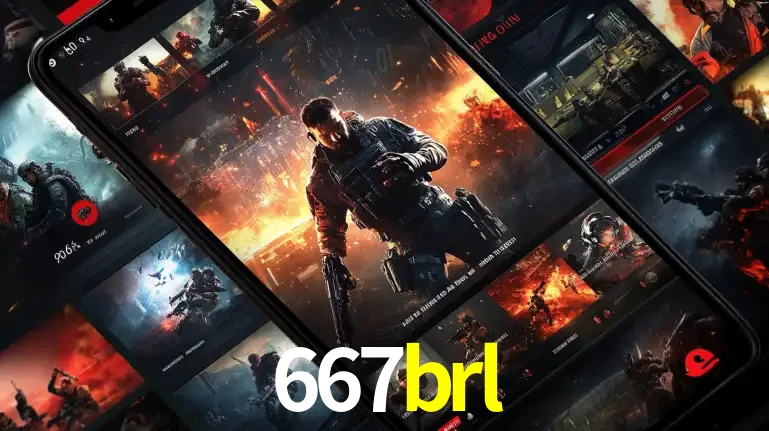 Tela de um celular exibindo uma galeria de jogos de tiro com temática militar, mostrando a variedade de e-sports disponíveis para apostas na plataforma de entretenimento 667brl.
